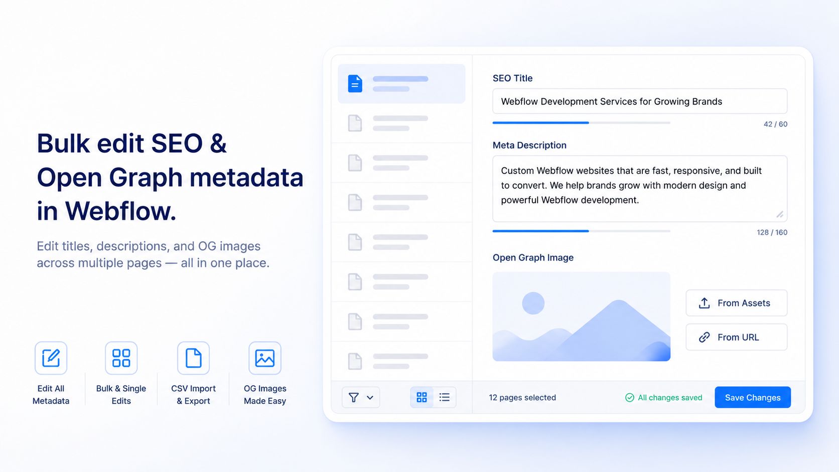 BulkMeta — Edit your SEO Details in bulk at Webflow