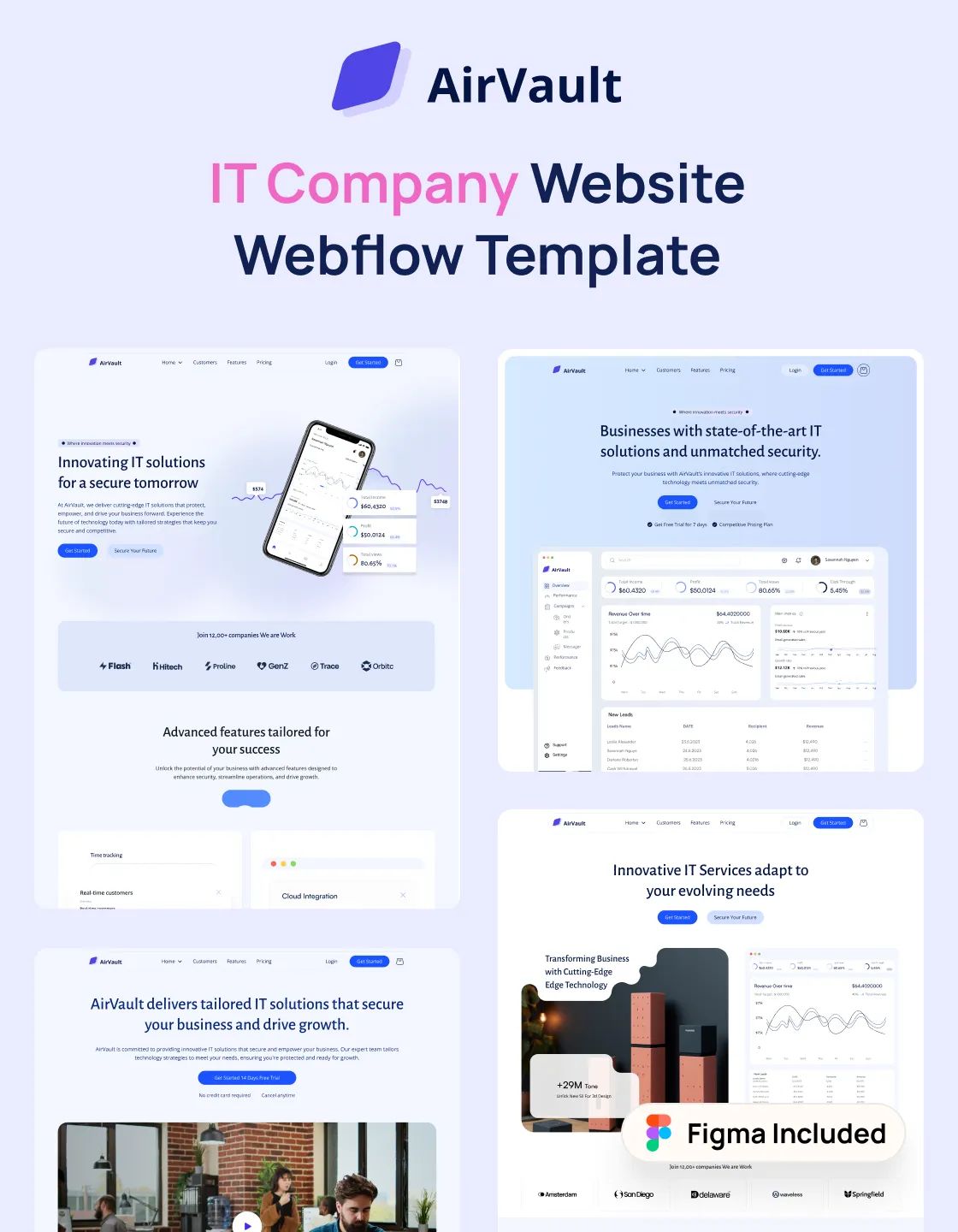 AirVault webflow template thumbnail image